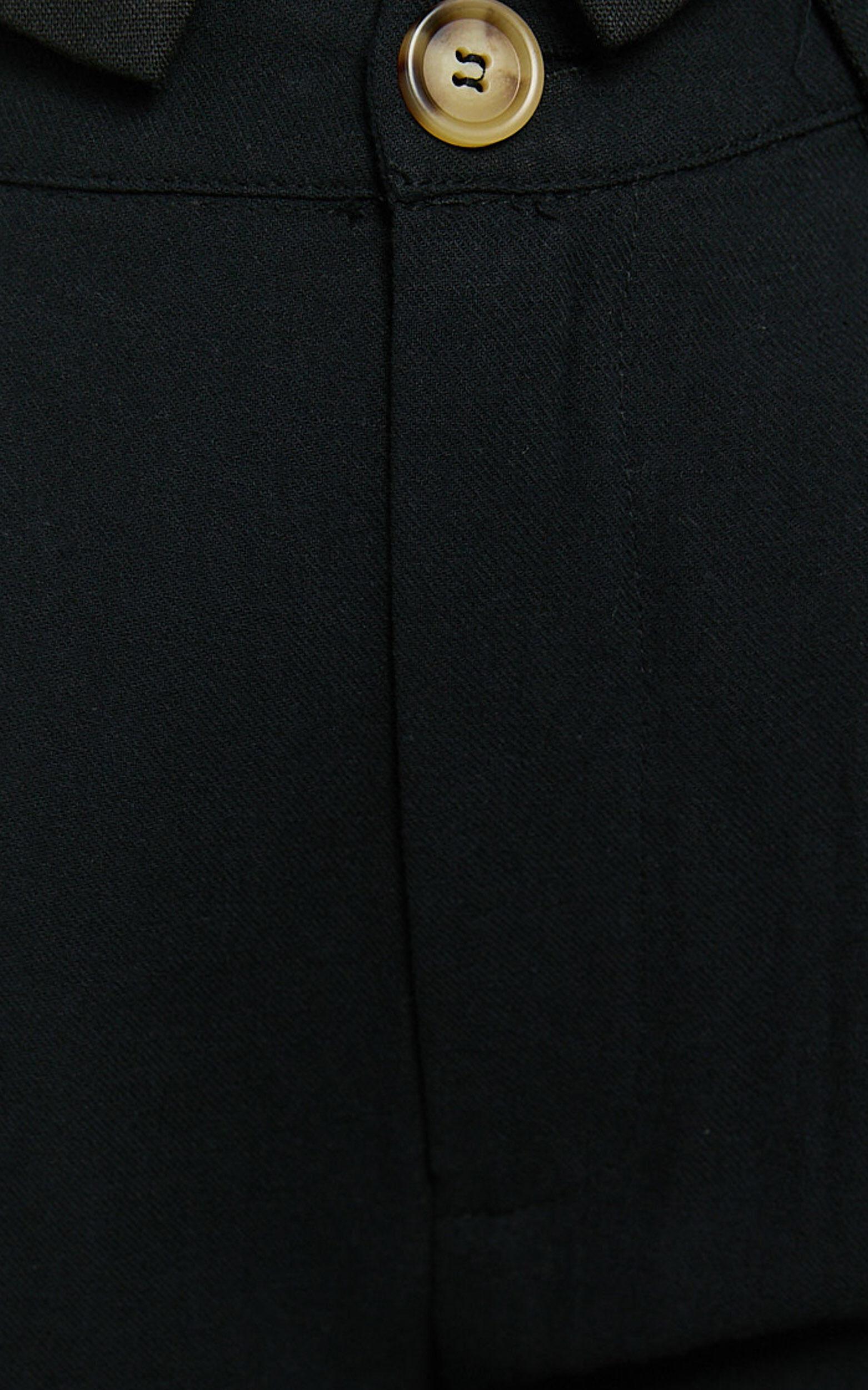 Larissa Trousers - Linen Mid Waisted Relaxed Straight Leg Trousers in Black Product Image