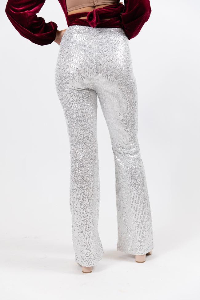 Queen of Hearts Silver Sequin Flare Pants FINAL SALE Product Image