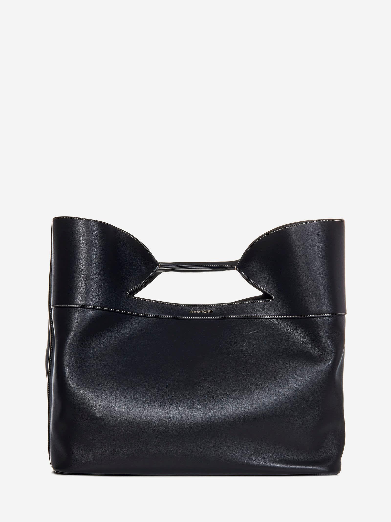 ALEXANDER MCQUEEN The Bow Small Leather Top-handle Bag In Black Product Image