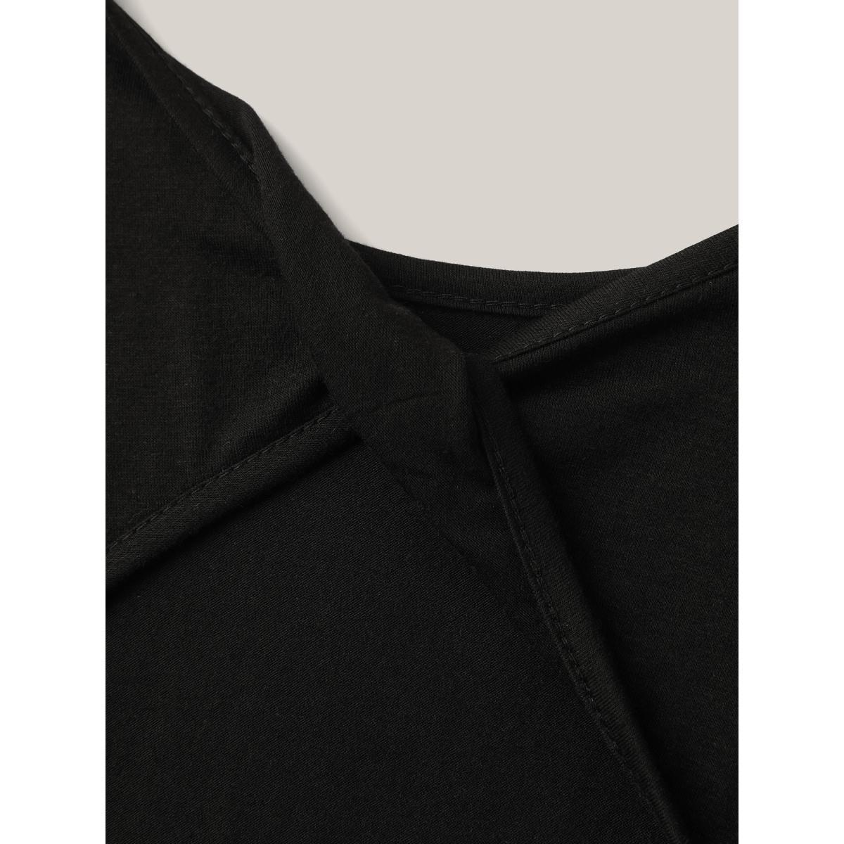 Plus Size Backless Knotted Plain T-Shirt Black Women Twist Round Neck Everyday-Casual T-shirts BloomChic 12/L Product Image