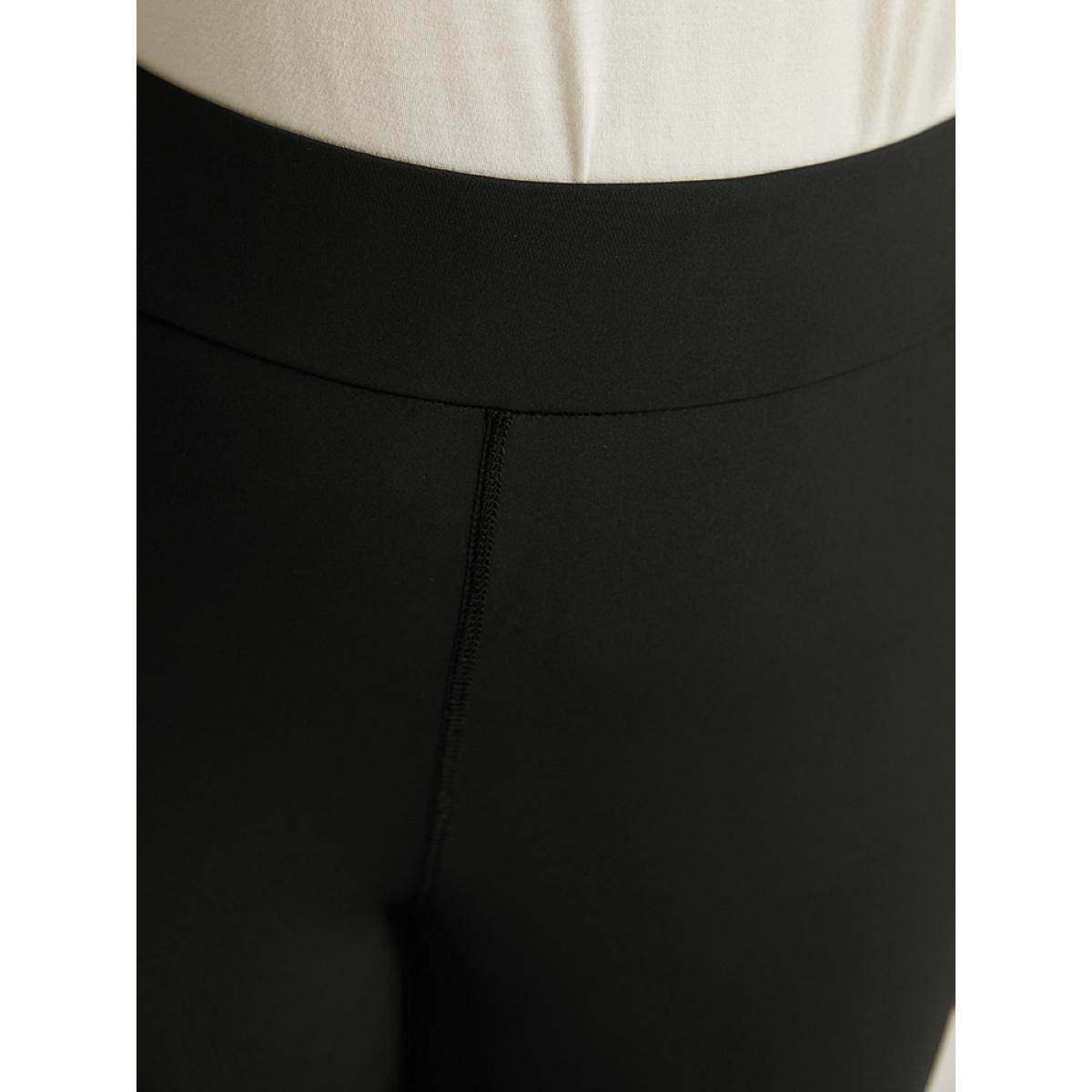 Plus Size Skinny Wideband Waist Mesh Patchwork Pocket Leggings Women Black Elegant High stretch Skinny High Rise Dailywear Leggings BloomChic 10/M Product Image
