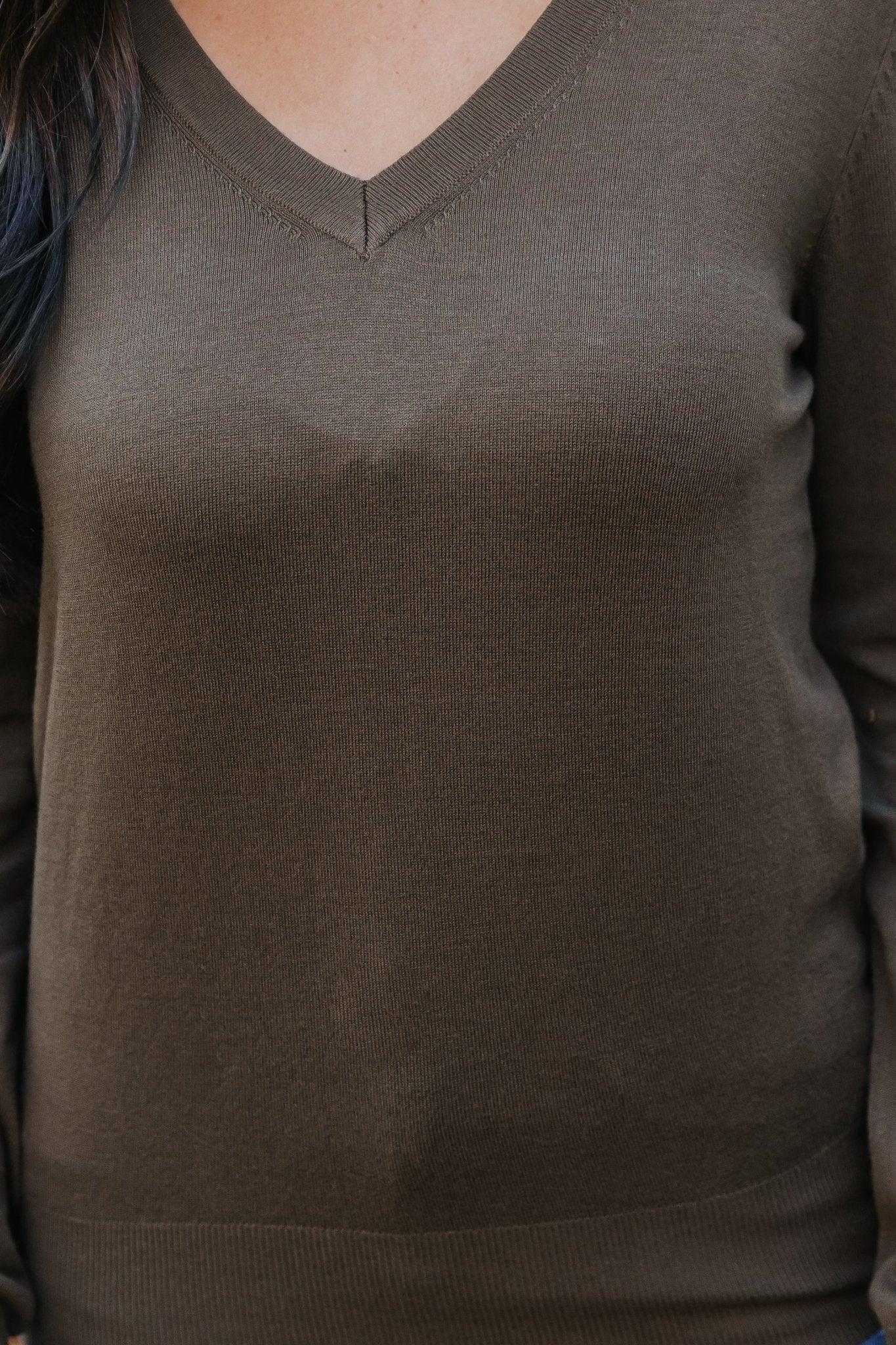 Green Soft V-Neck Sweater - FINAL SALE Product Image