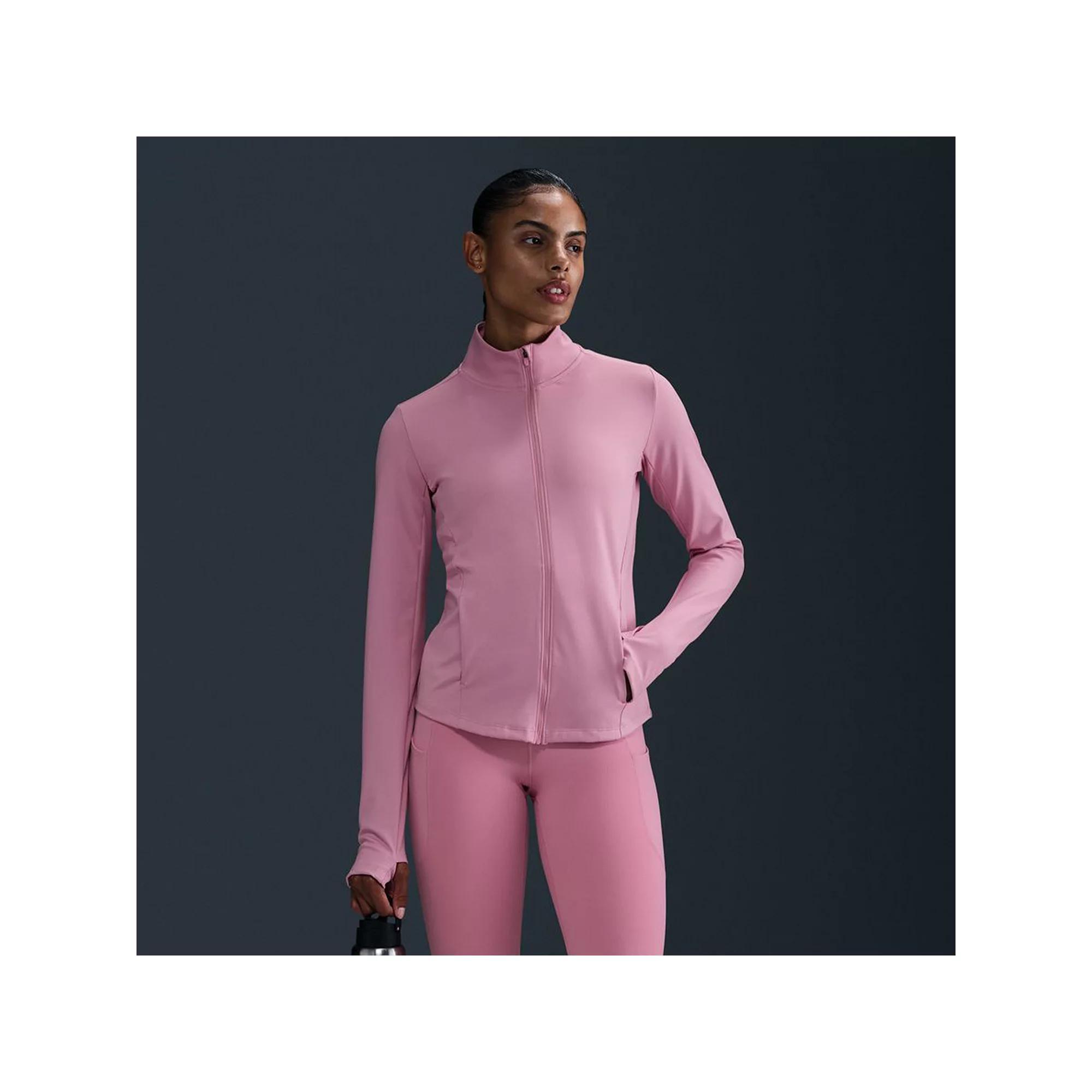 Women's Nike One Dri-FIT Full-Zip Mid Layer Top, Size: XS, Mink Brown Product Image