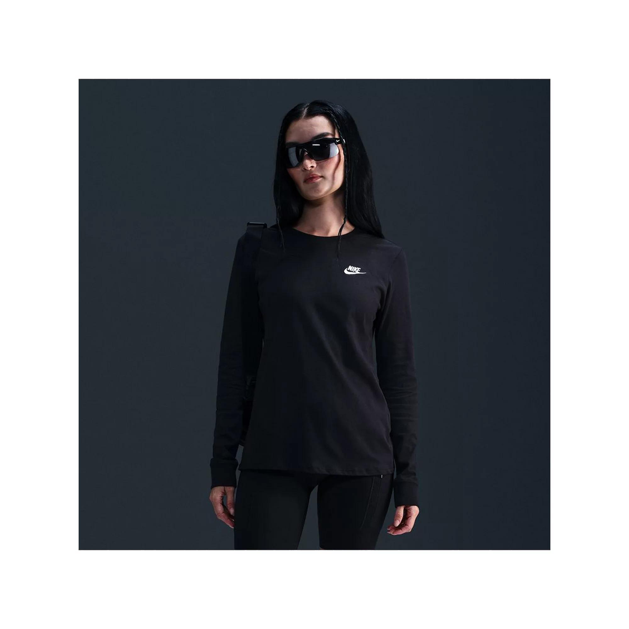 Women's Nike Sportswear Club Long Sleeve T-Shirt, Size: Small, Black Product Image