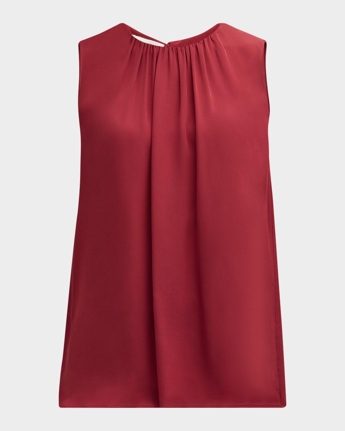Sleeveless Ruched Silk Blouse Product Image