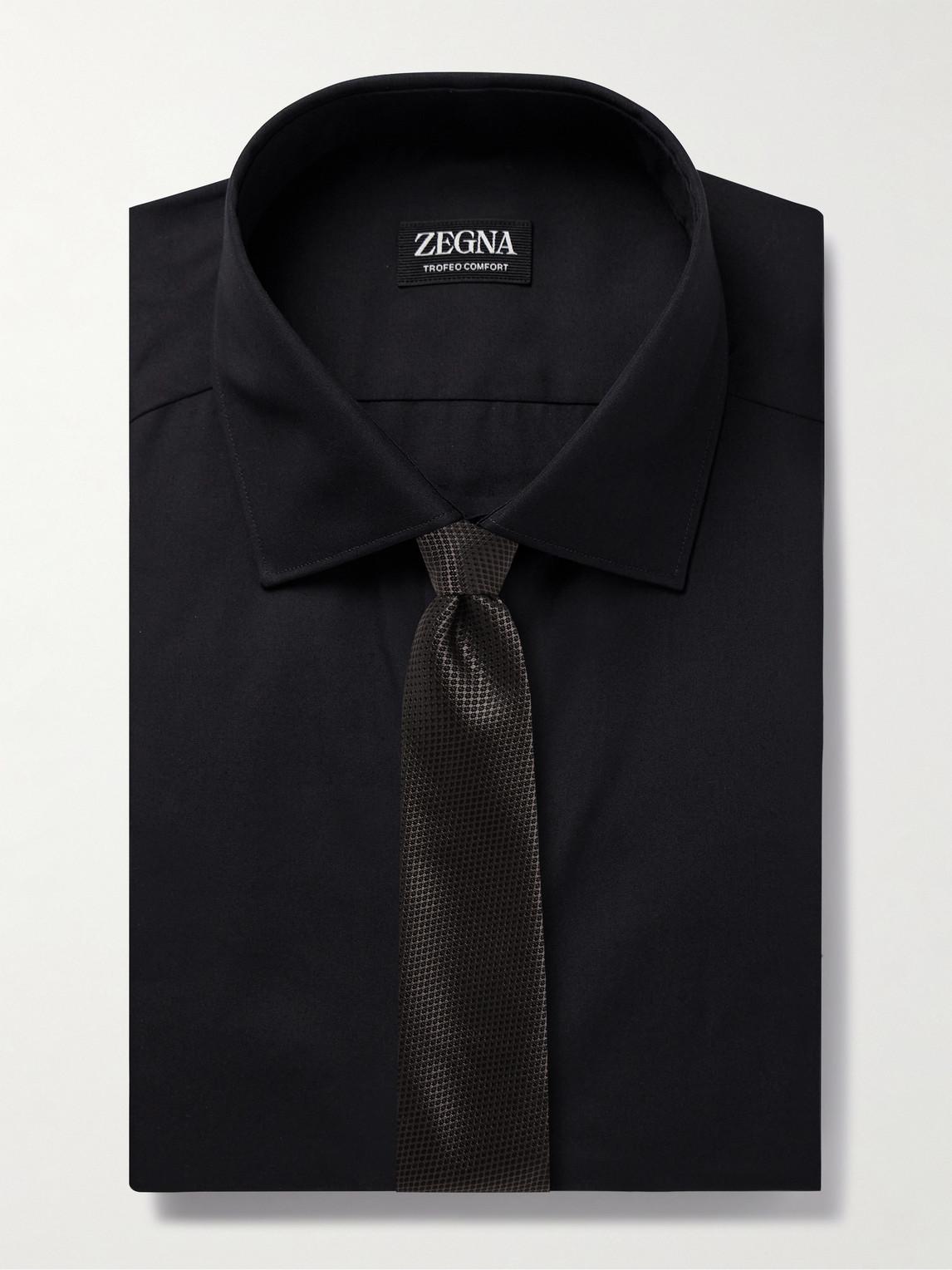 ZEGNA Men's Trofeo Comfort Cotton Dress Shirt In Black Product Image