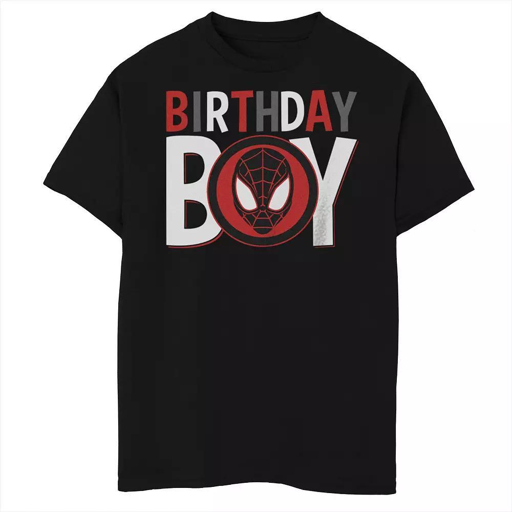 Boys 8-20 Marvel Spider-Man Miles Morales Birthday Boy Mask Husky Tee, Boy's, Size: Medium HUSKY, Black Product Image