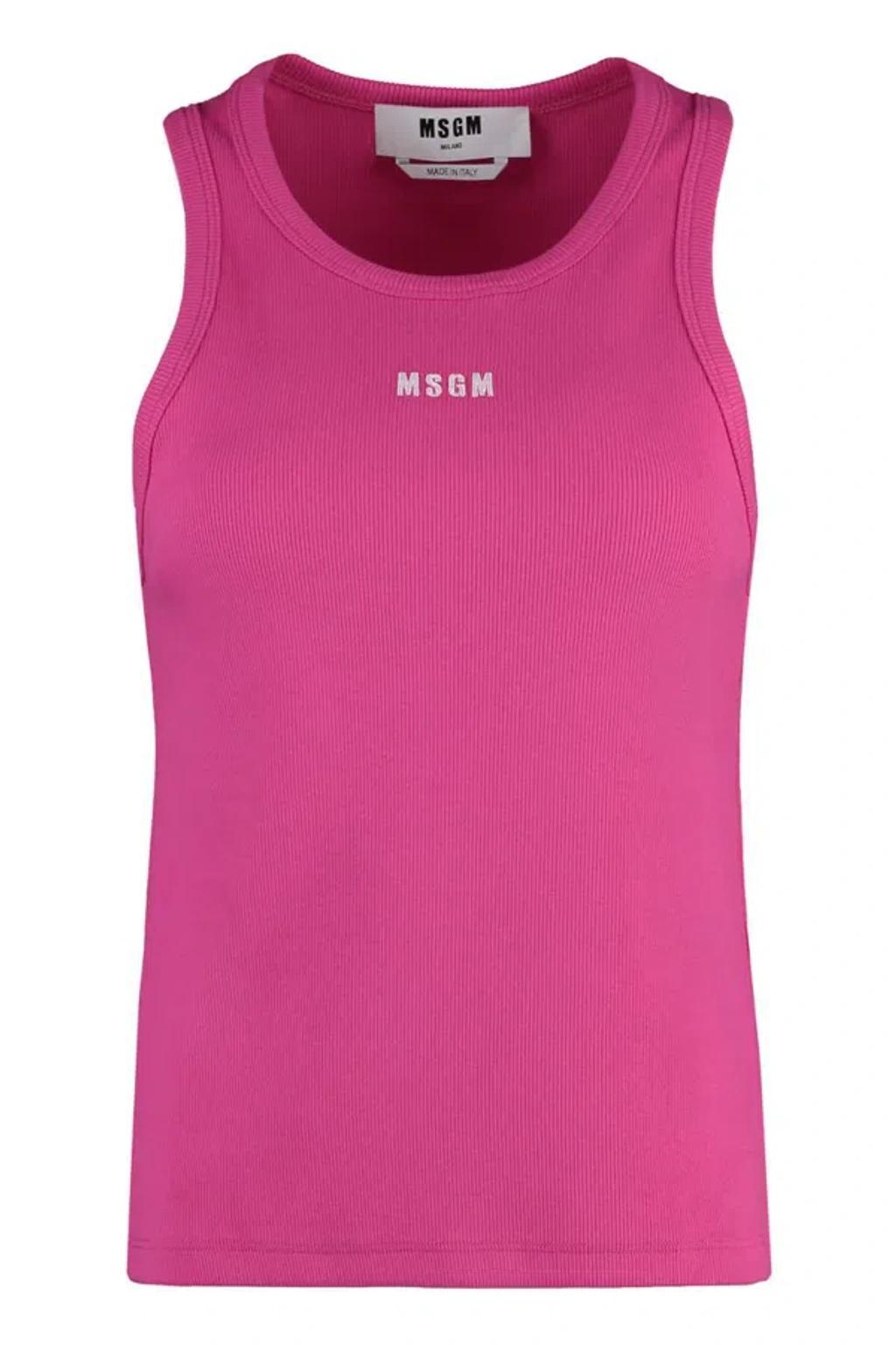MSGM Tops With Logo In Fuchsia Product Image