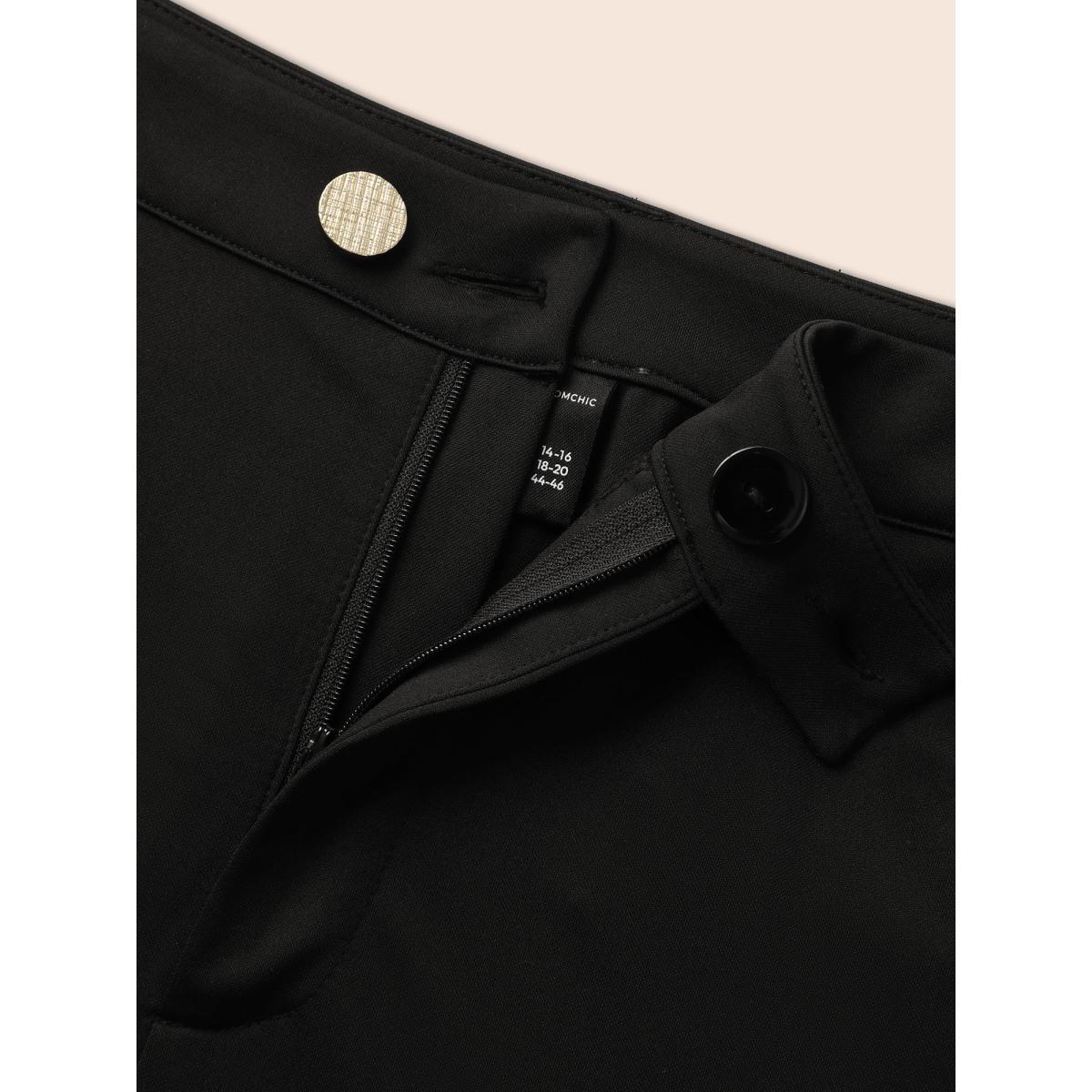 Plus Size Medium Stretch Buckle Detail Bootcut Pants Women Black At the Office Bootcut Mid Rise Work Pants BloomChic 22-24/3X Product Image