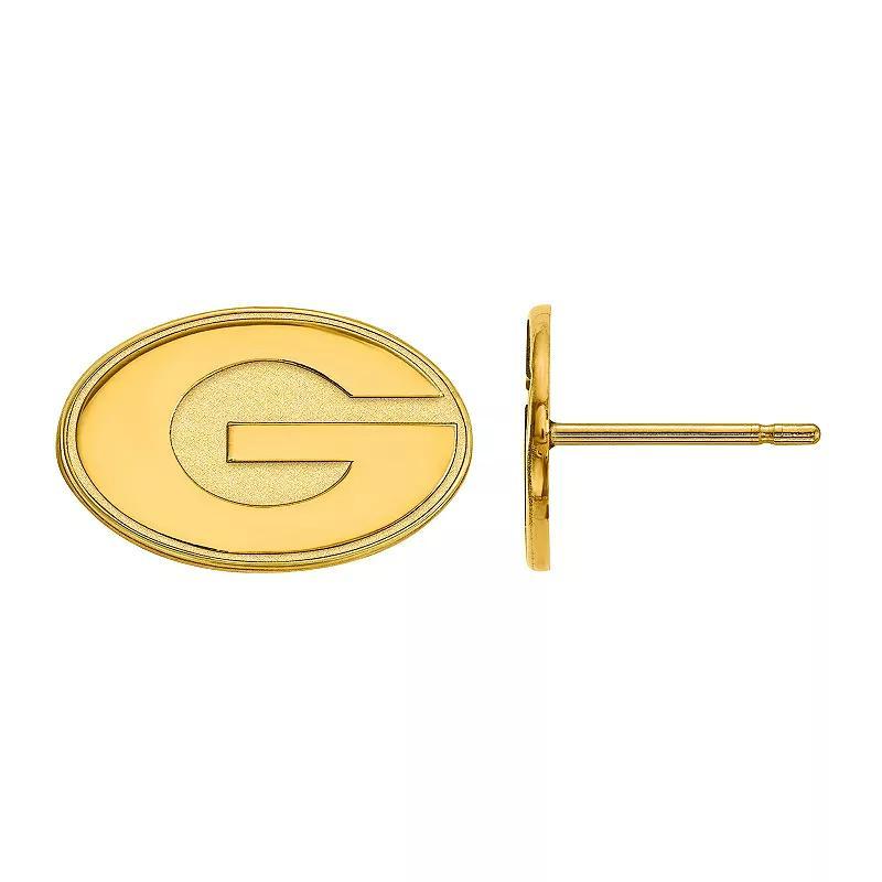 LogoArt Georgia Bulldogs Sterling Silver 14K Gold Plated Post Earrings, Women's, Size: 9MM Product Image