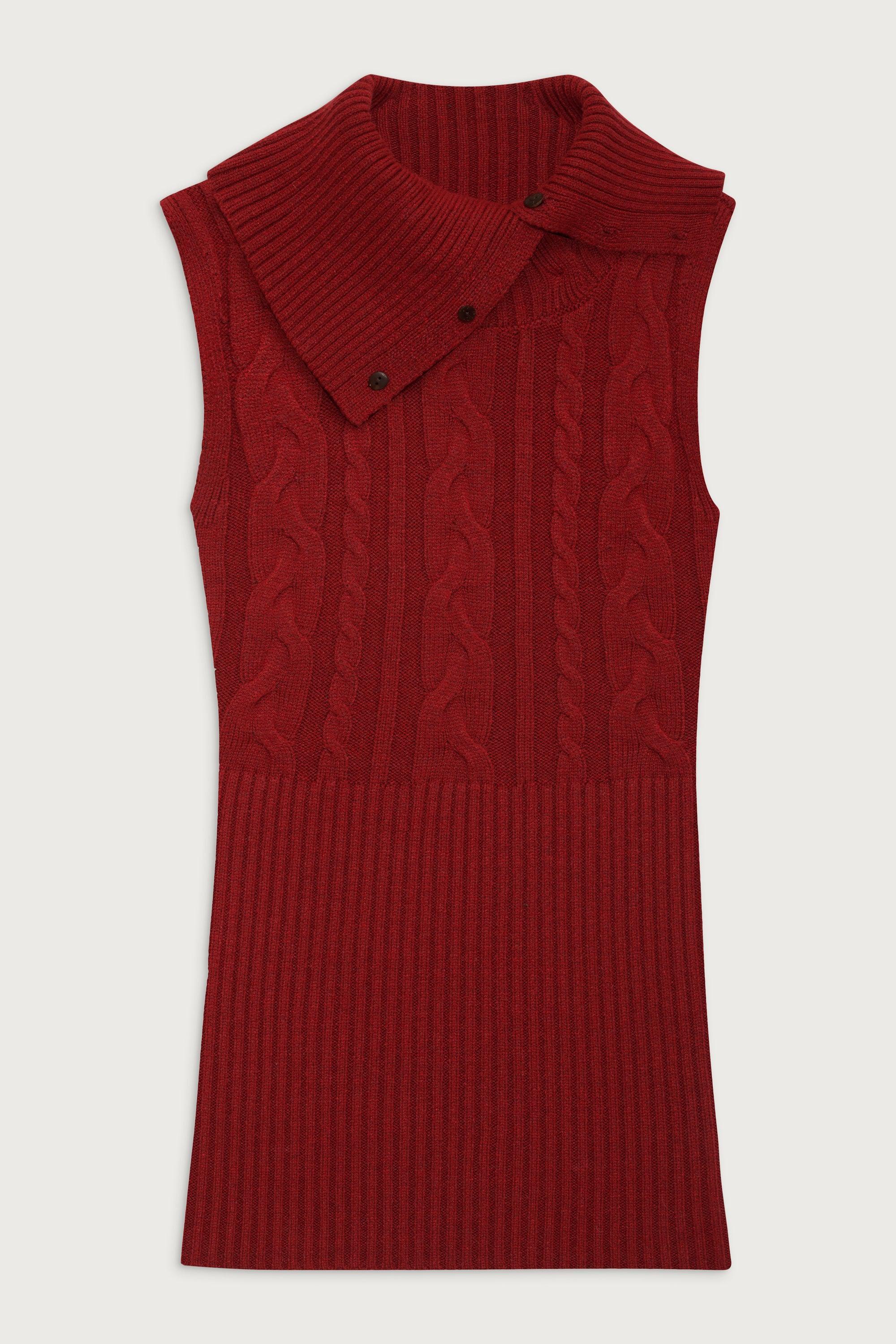 Axel Cable Cloud Knit Sleeveless Sweater - Red Velvet Product Image
