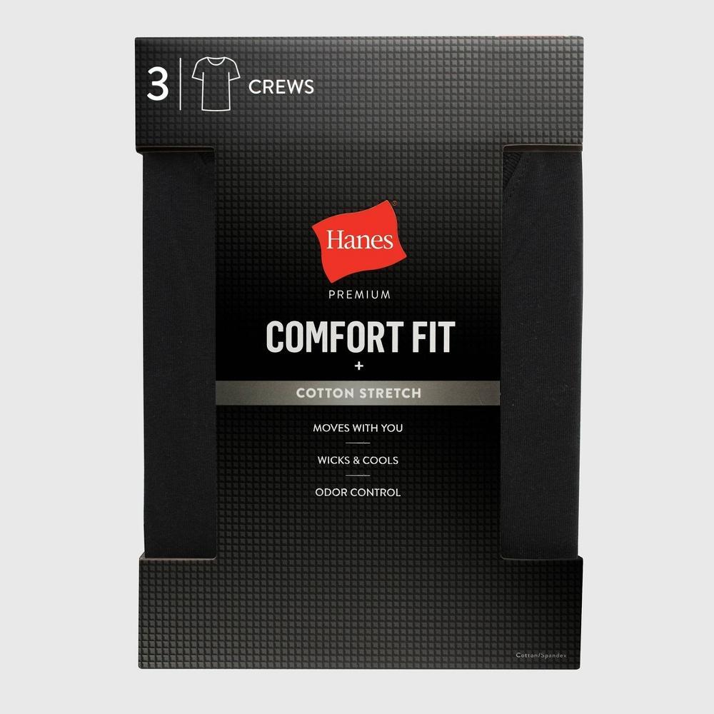 Hanes Premium Black Label Men's 3pk Crewneck Undershirt - Black L Product Image