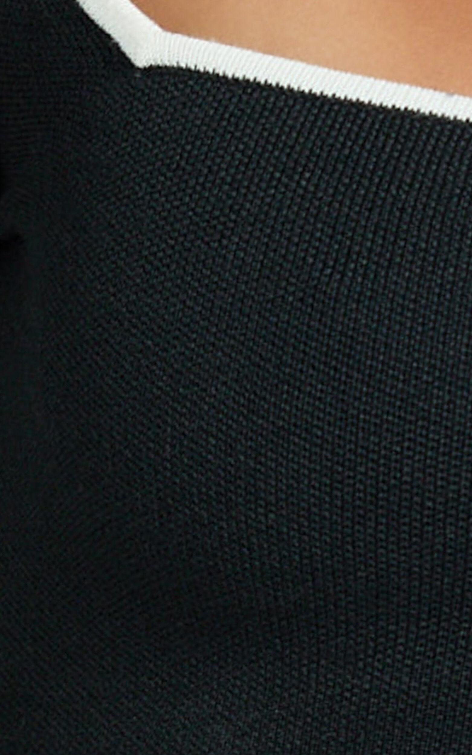 Riri Top - Long Sleeve Square Neck Recycled Knit  Top in Black Product Image