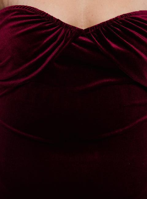 Irena Strapless Maxi Dress Burgundy Curve Product Image