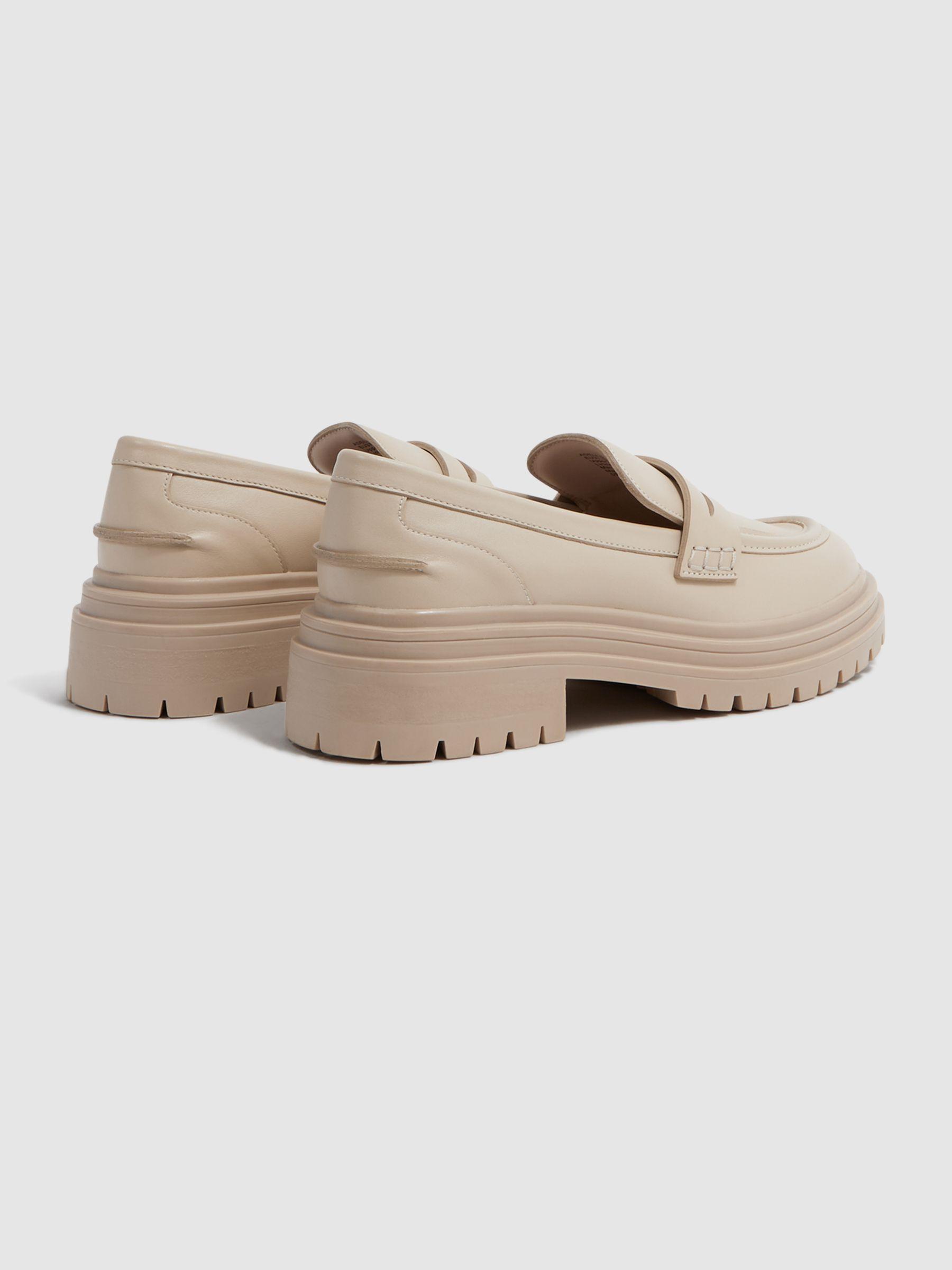 Leather Chunky Cleated Loafers in Ecru Product Image