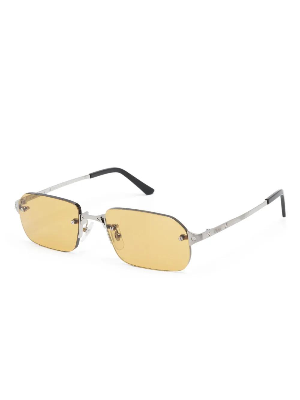 CARTIER Sonnenbrille Mit Eckigem Gestell In Grau Product Image