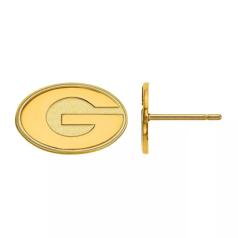 LogoArt Georgia Bulldogs Sterling Silver 14K Gold Plated Post Earrings, Women's, Size: 9MM Product Image