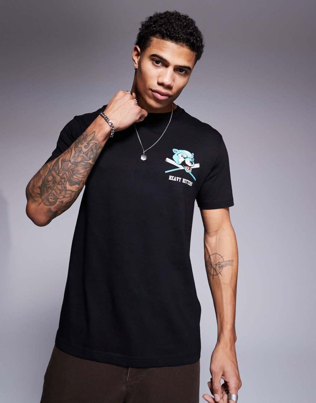 Cheats & Thieves heavy hitters back print 200gsm t-shirt in black  Product Image