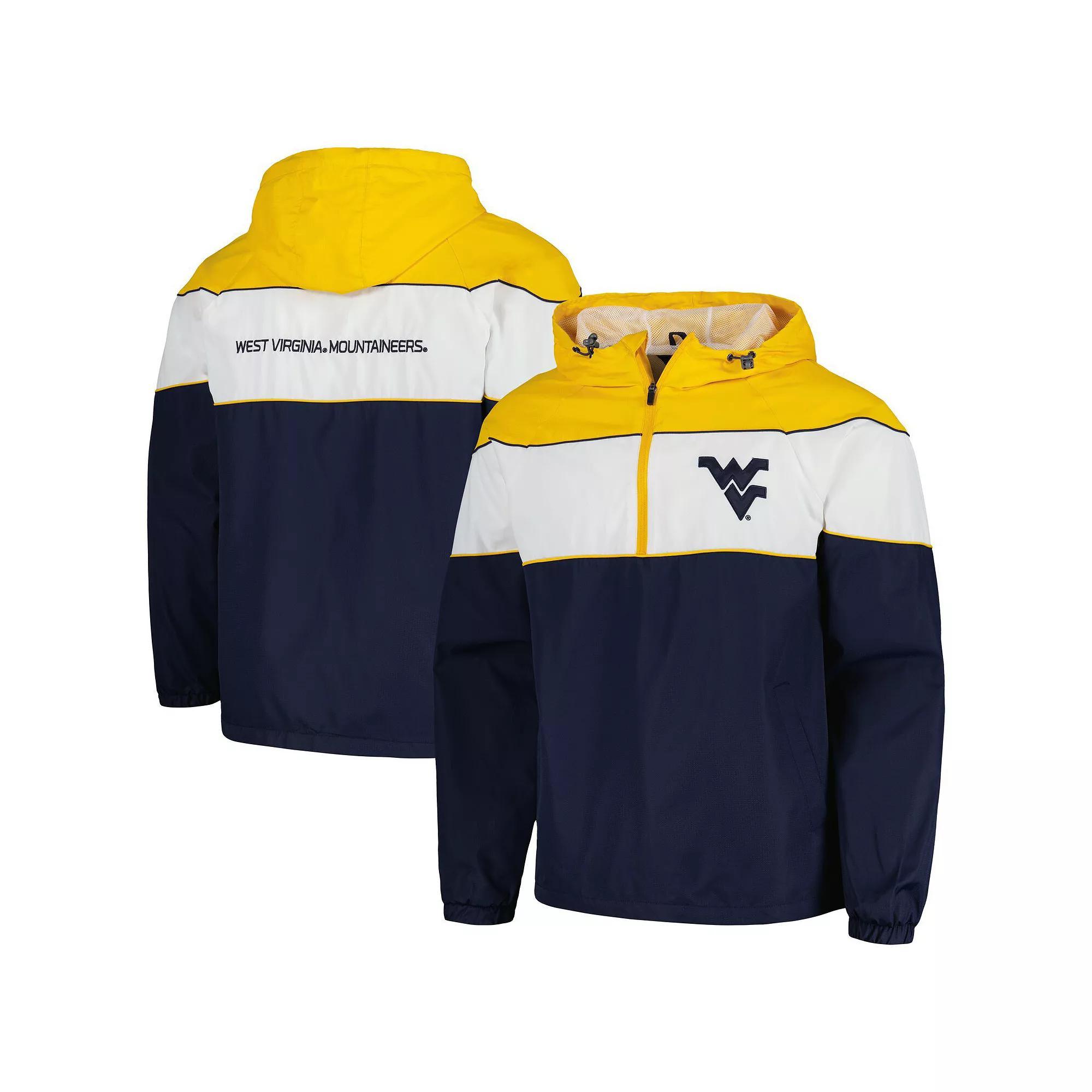 Men's G-III Sports by Carl Banks Navy West Virginia Mountaineers Center Line Half-Zip Raglan Hoodie Jacket, Size: Large, Blue Product Image
