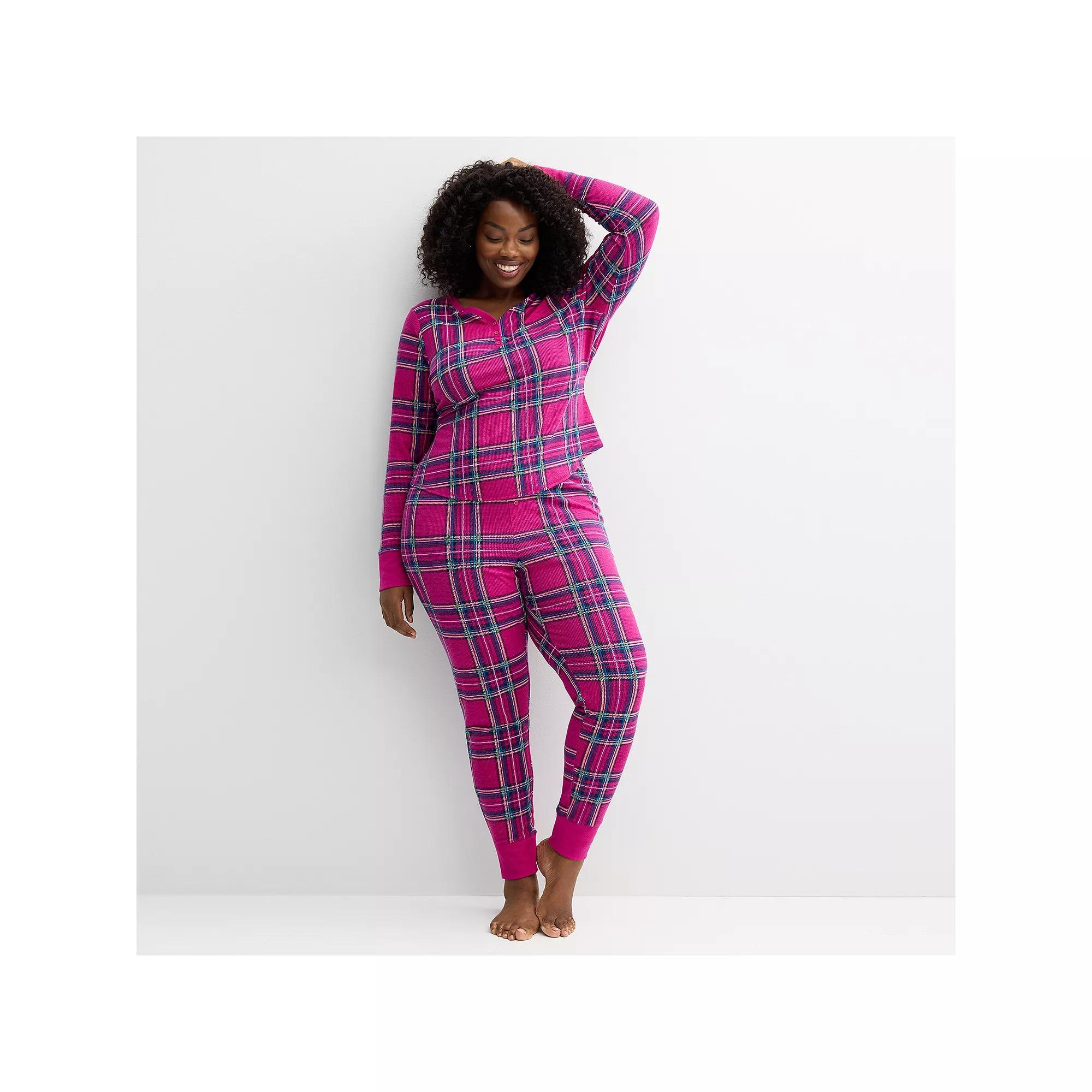 Plus Size Sonoma Goods For Life Thermal Pajama Top & Pajama Bottoms Set, Womens Product Image
