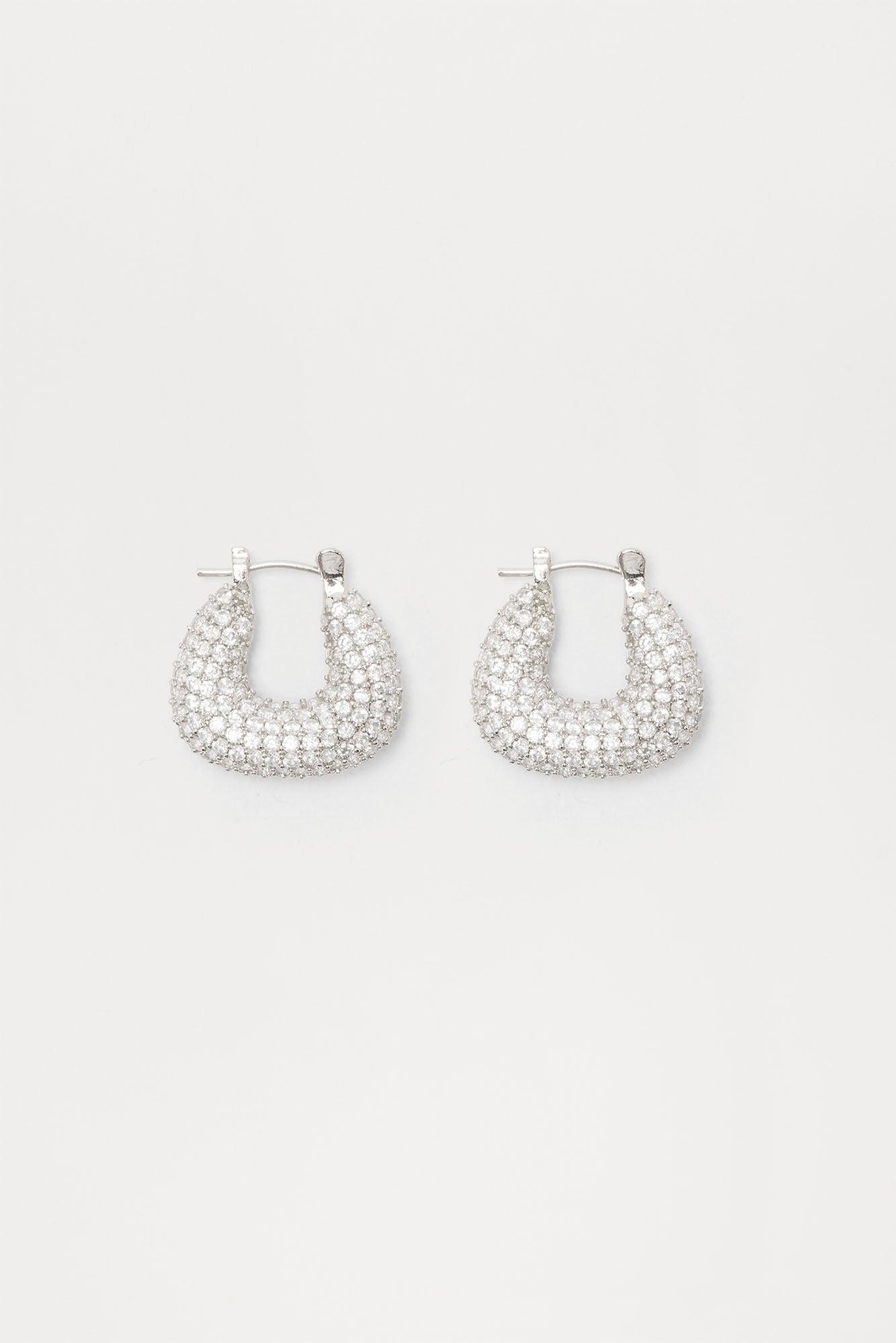 Center Spot Light Hoop Earrings - Silver Product Image
