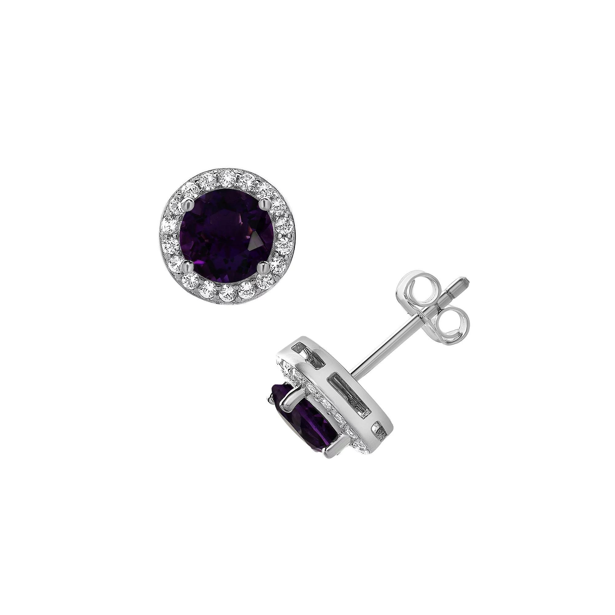 Gemstone Brilliance Gemstone & Lab-Created White Sapphire Earrings, Women's, Created Purple Product Image