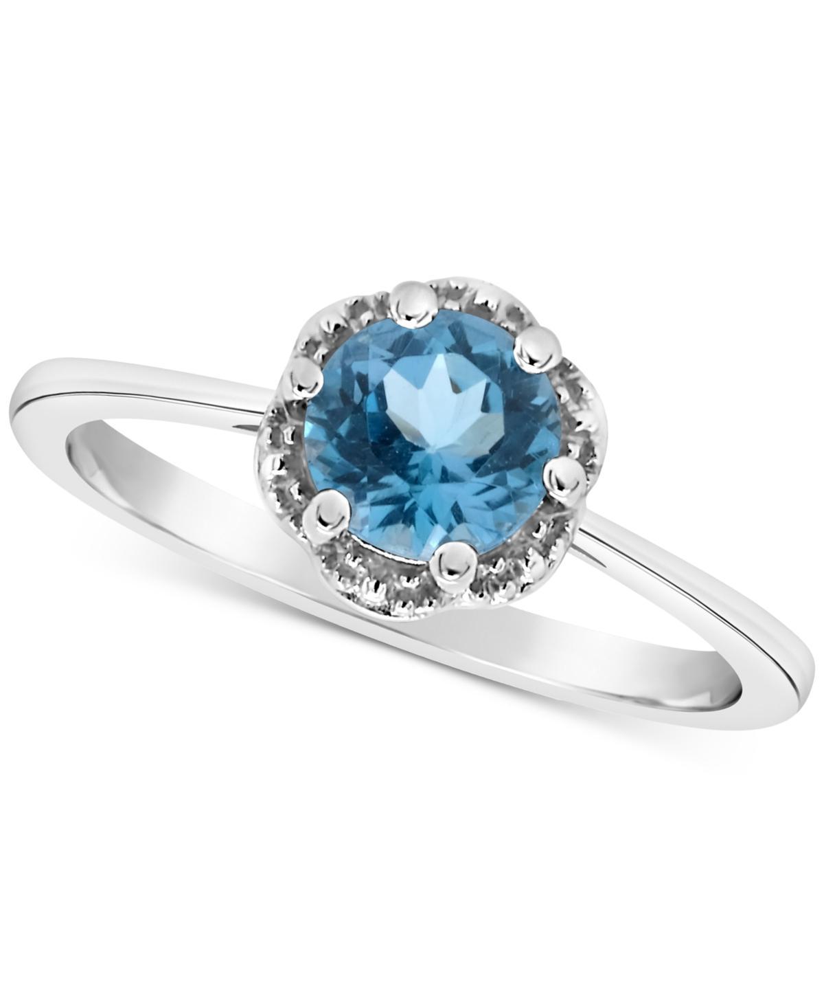 Celebration Gems Sterling Silver White Topaz Scalloped Frame Ring, Women's, Size: 9 Product Image