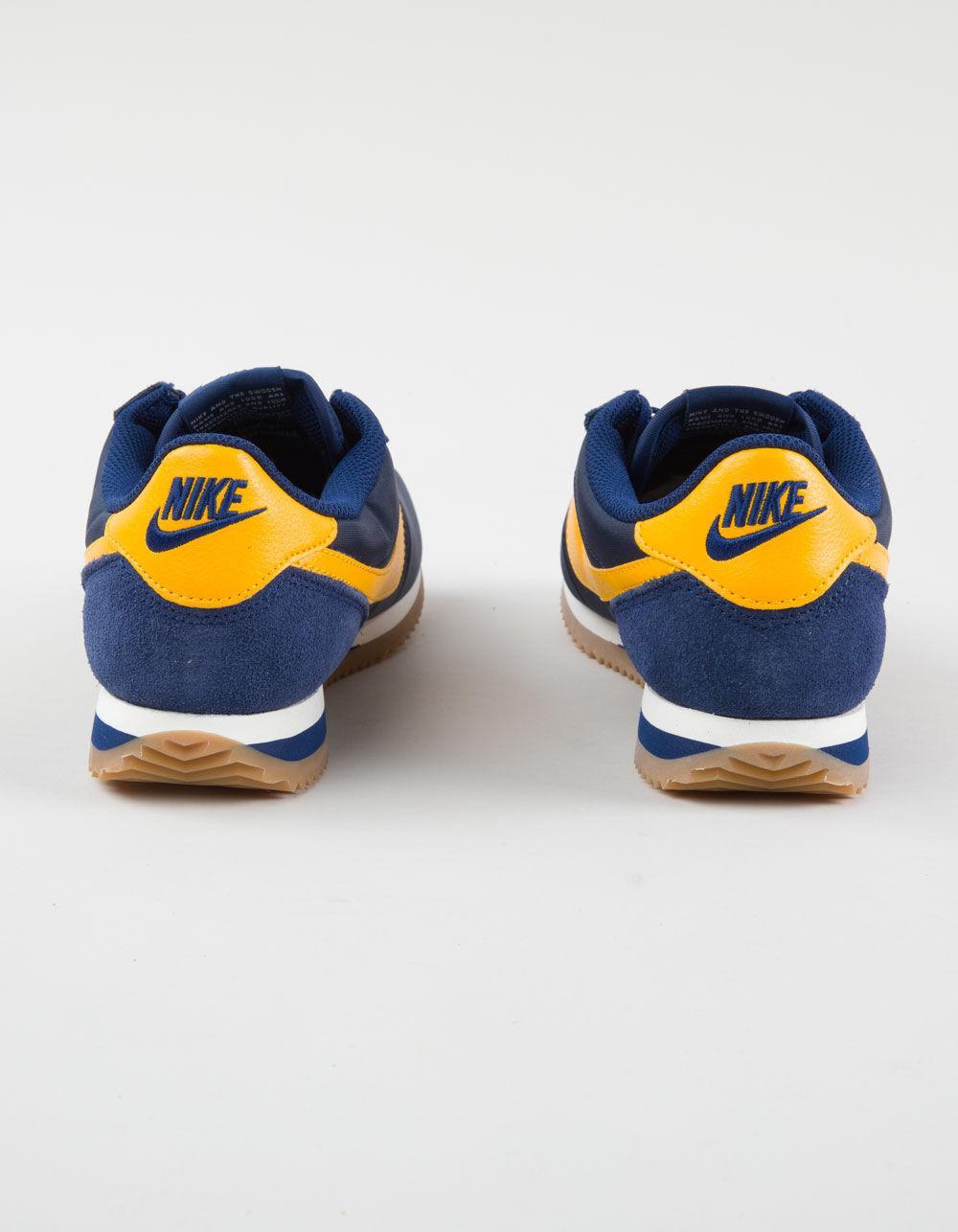 NIKE Cortez Textile Womens Shoes - NAVY/YELLOW Product Image