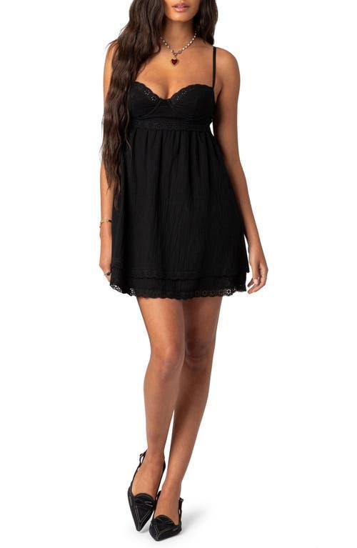 Edikted Bonny Lace Trim Cotton Mini Dress Product Image