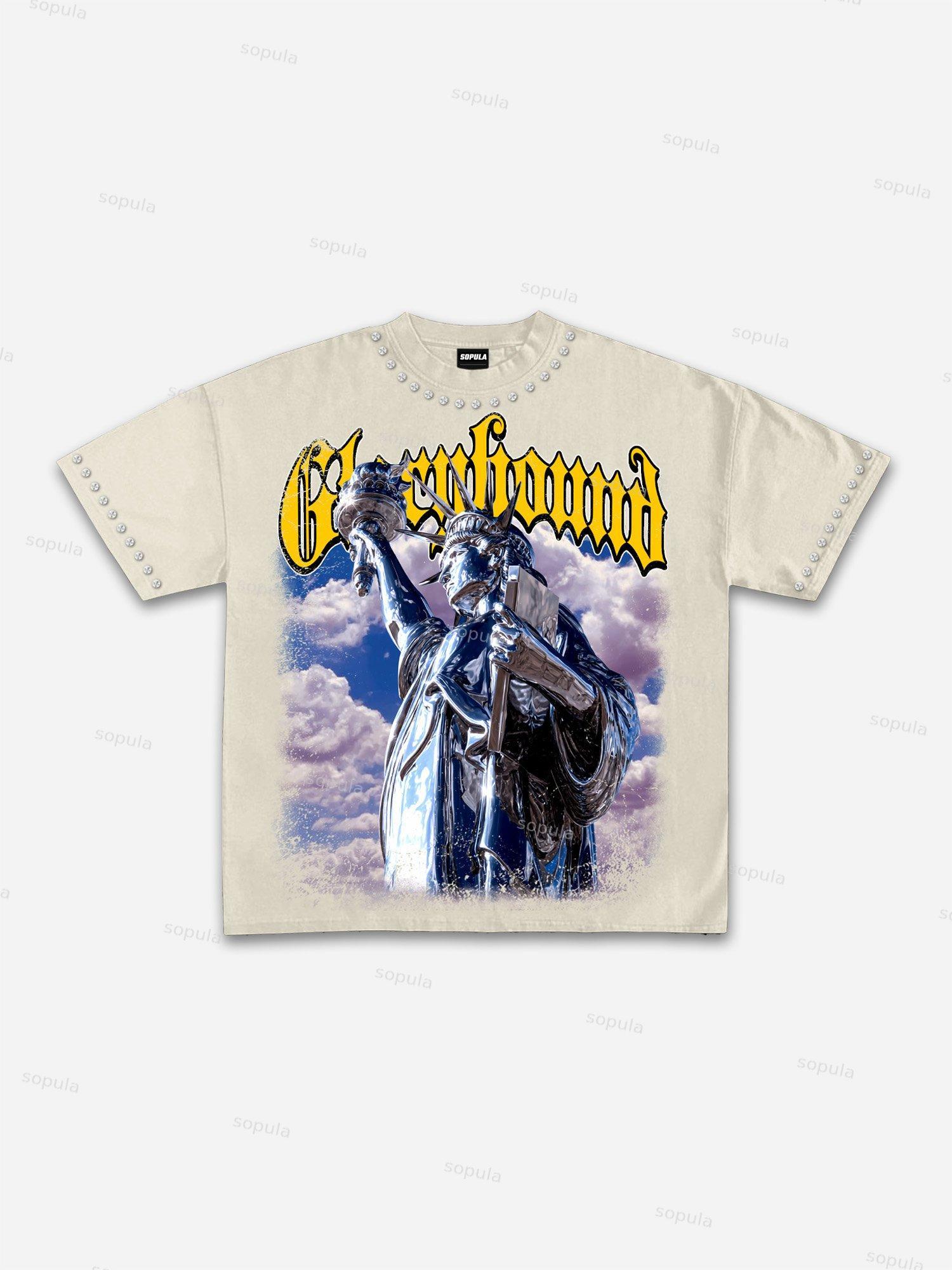 Glorybound Electroplated Coated Statue Of Liberty Vintage Graphic Cotton T-shirt Product Image