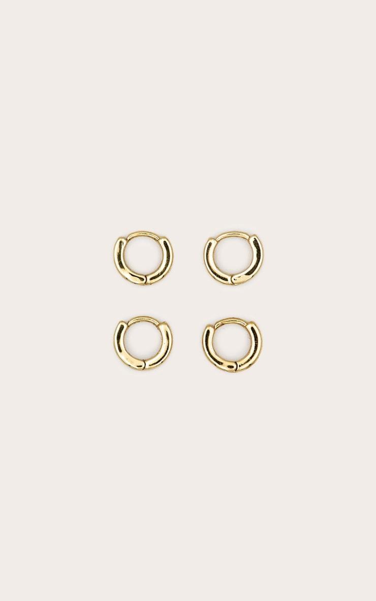 Gold Small Chunky Tubular Hoop Earrings Product Image