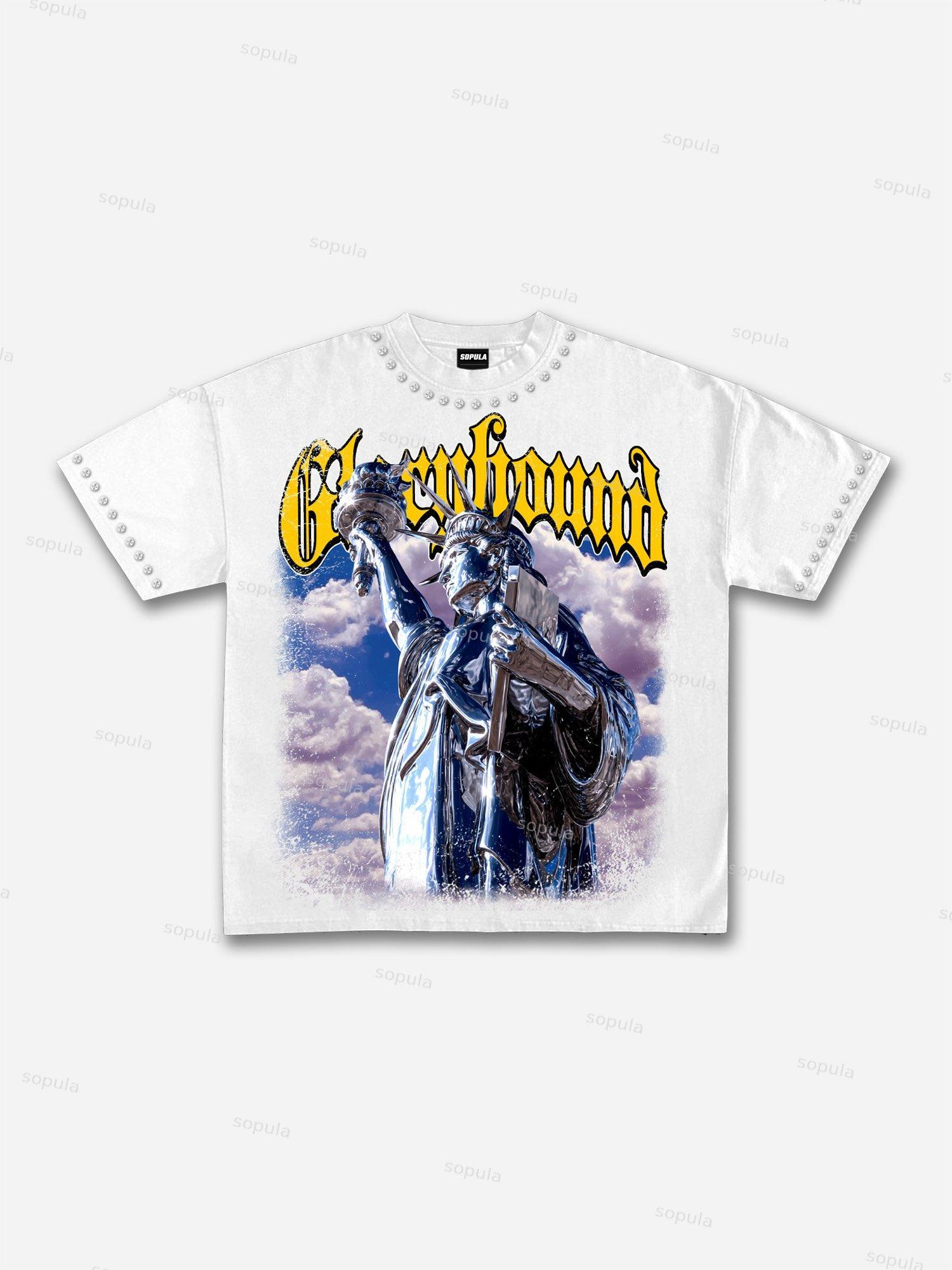 Glorybound Electroplated Coated Statue Of Liberty Vintage Graphic Cotton T-shirt Product Image