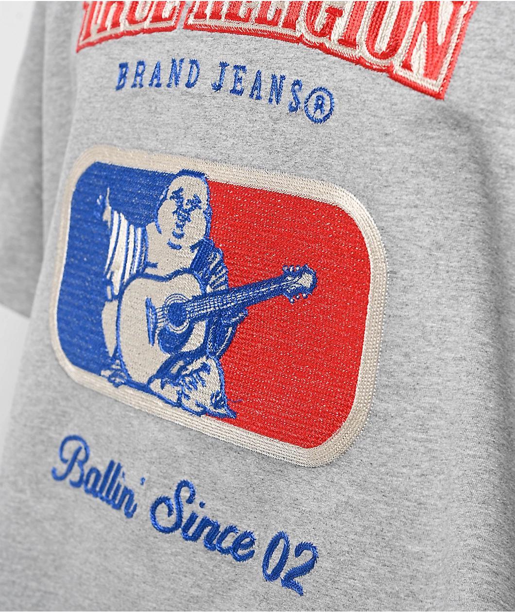 True Religion Embroidered Ballin' Heather Grey T-Shirt Product Image