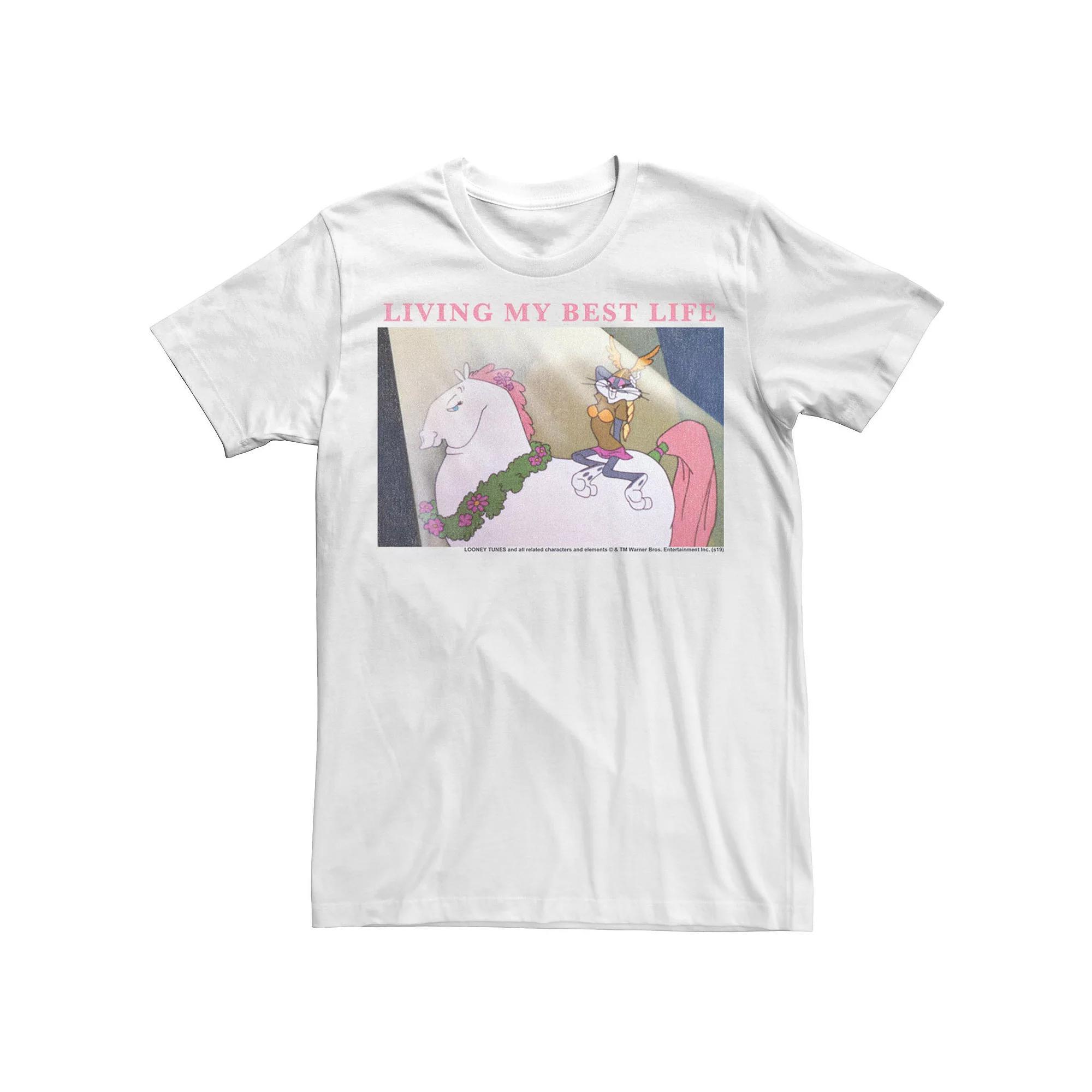 Men's Looney Tunes Bugs Bunny "Living My Best Life" Poster Tee, Size: Small, White Product Image