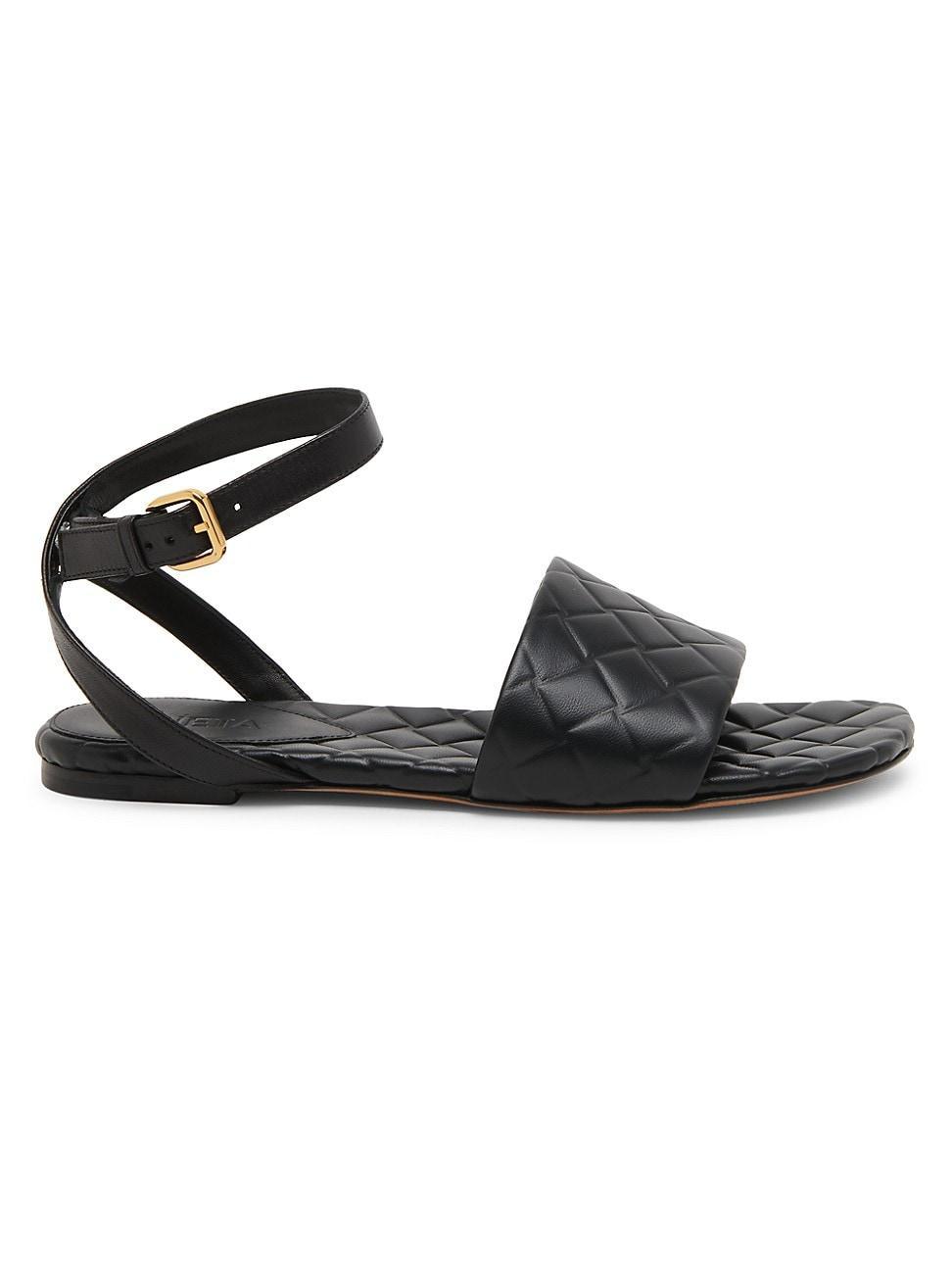 Womens Intreccio Leather Flat Sandals Product Image