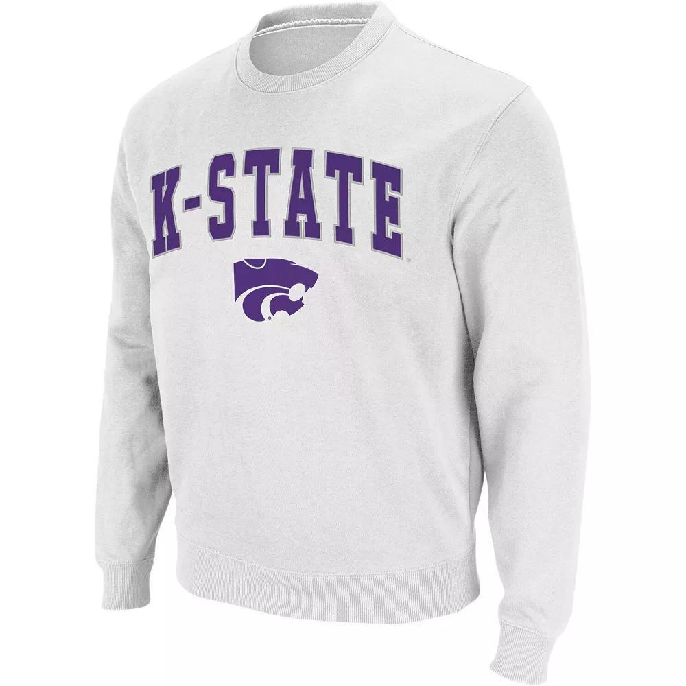 Men's Colosseum White Kansas State Wildcats Arch & Logo Crew Neck Sweatshirt, Size: Large Product Image