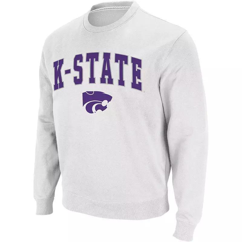 Men's Colosseum White Kansas State Wildcats Arch & Logo Crew Neck Sweatshirt, Size: Large Product Image