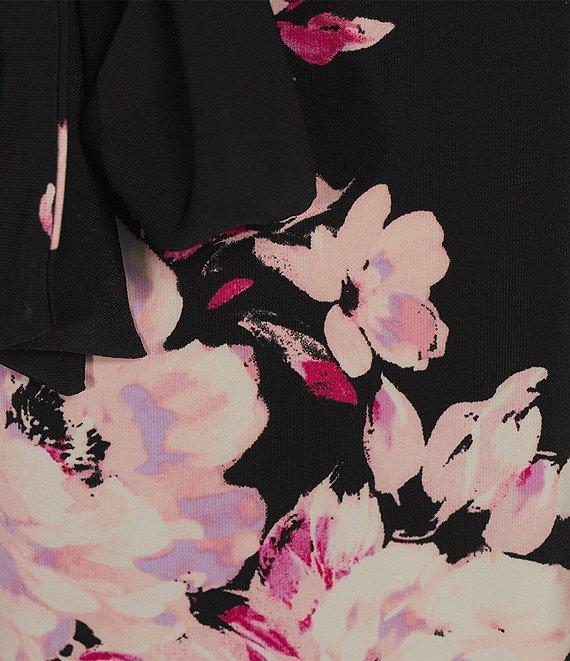 Kasper Plus Size Floral Crew Neck Short Sleeve Tie Waist Fit & Flare Dress Product Image