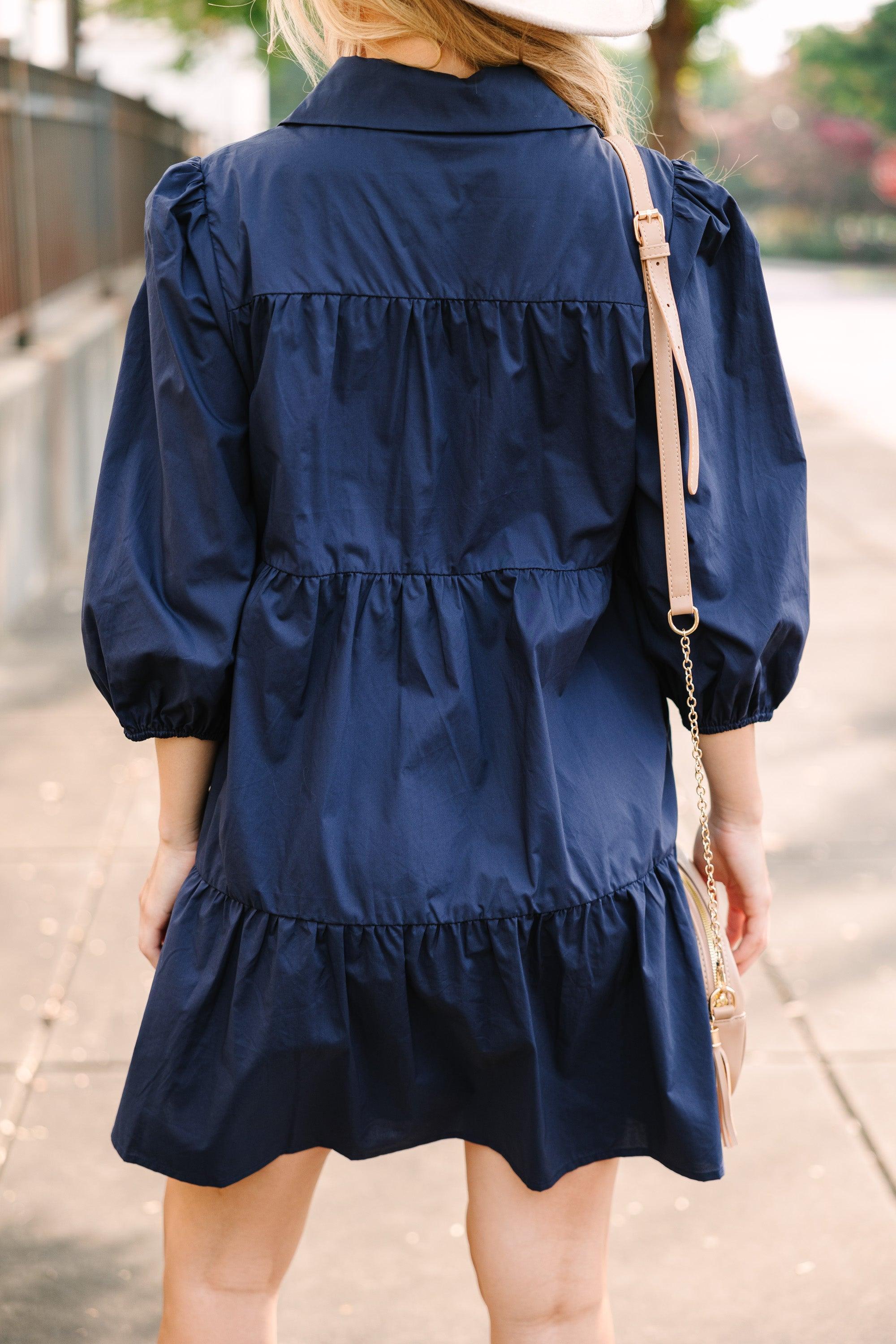 On Your Way Navy Blue Babydoll Dress Female Product Image