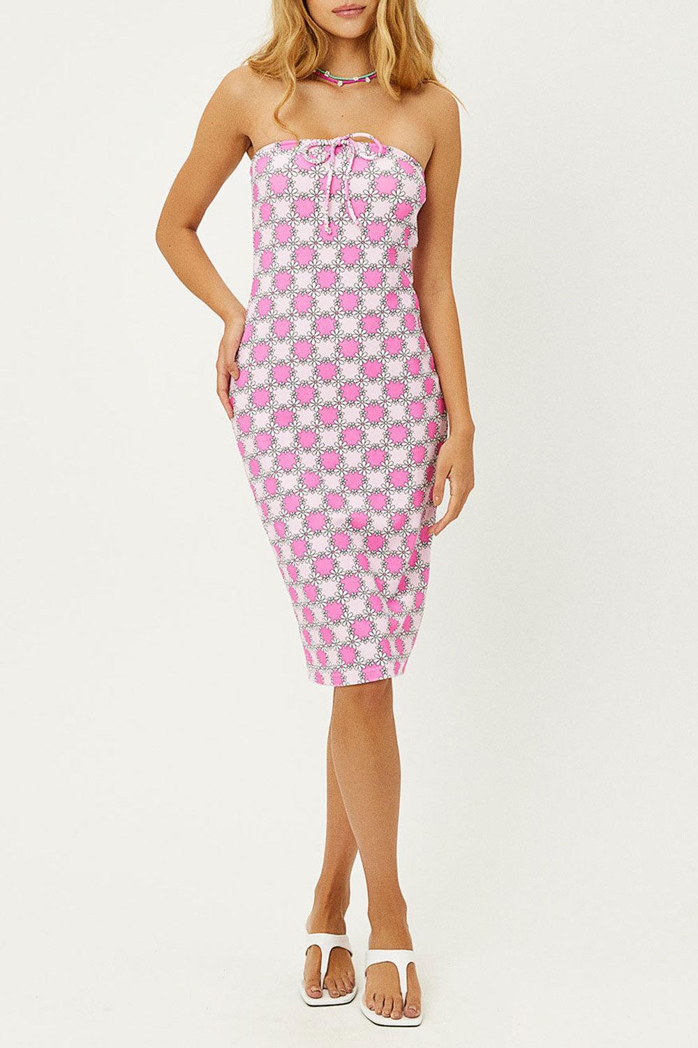 Hope Strapless Terry Dress - Pink Daisy Product Image