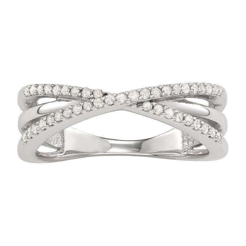 Jewelexcess Sterling Silver 1/4 Carat T.W. Diamond Crossover Ring, Women's, Size: 8 Product Image