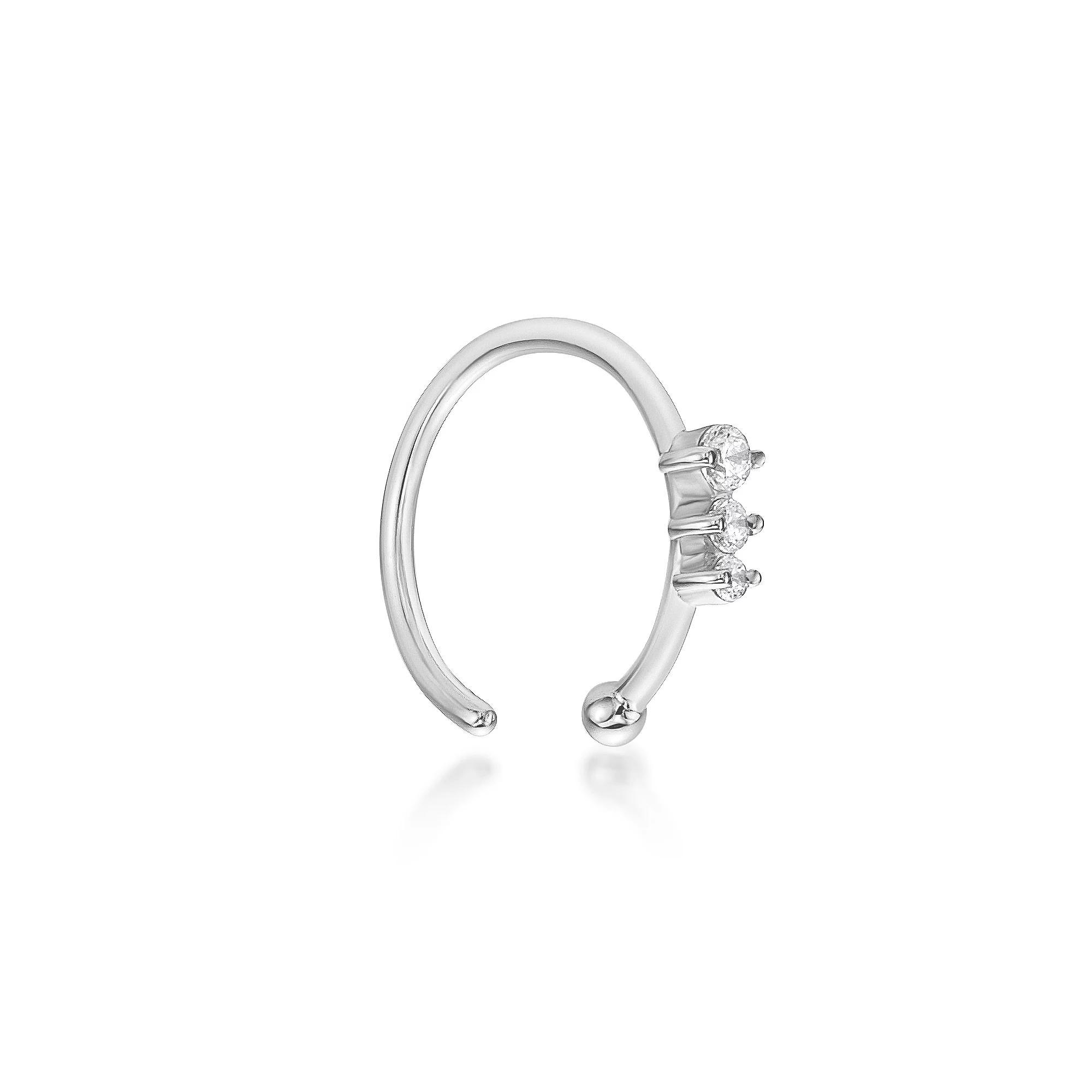 Lila Moon 14k Gold Lab-Grown Diamond Accent 3-Stone Round Graduated Hoop Nose Ring, Women's Product Image