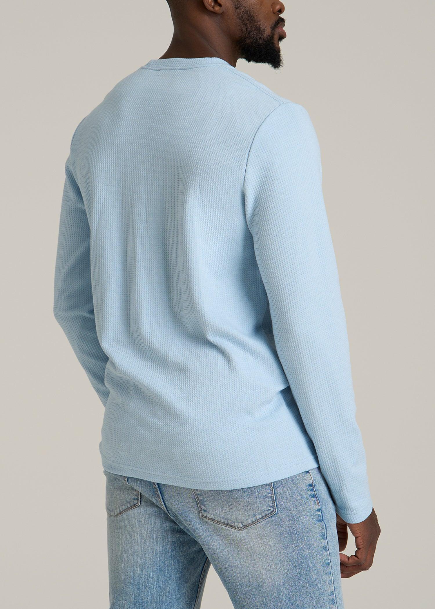 Cloud Knit Waffle Long Sleeve Tee for Tall Men in Ice Blue Product Image