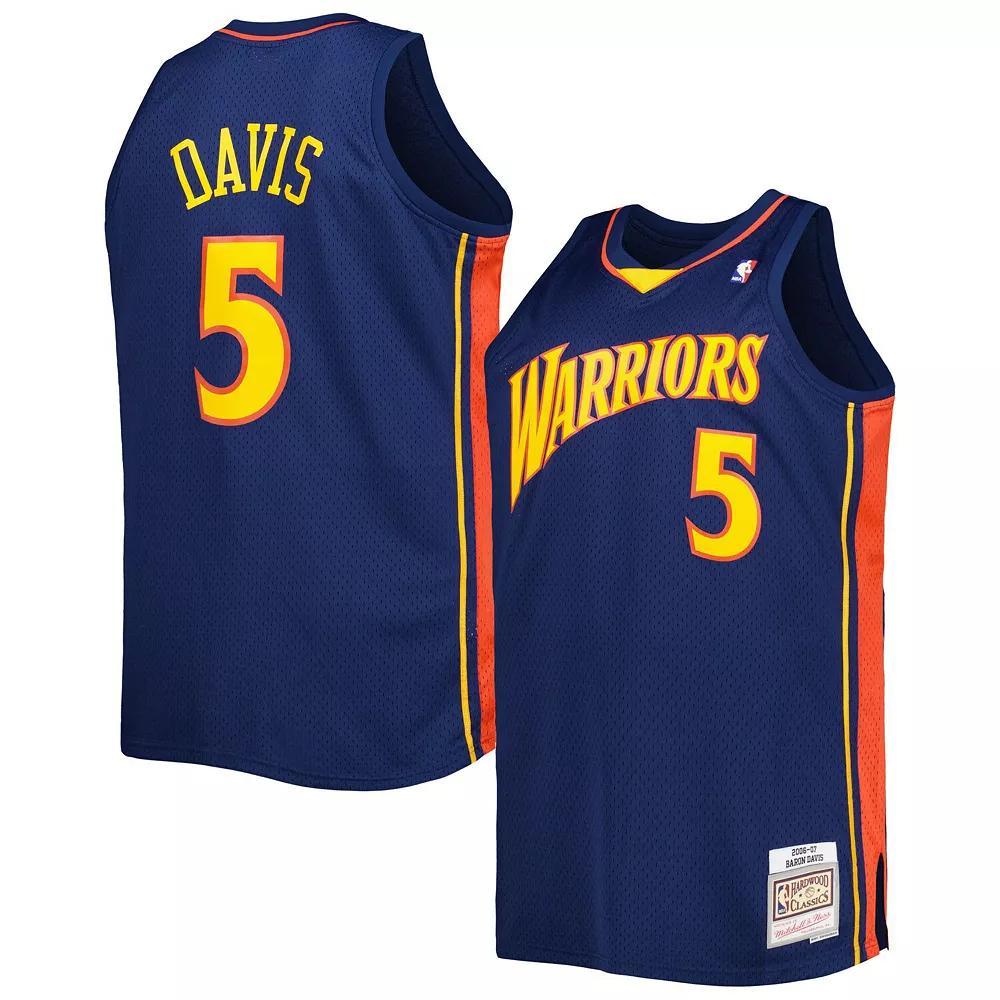 Men's Mitchell & Ness Baron Davis Navy Golden State Warriors Big & Tall Hardwood Classics 2006-07 Swingman Jersey, Size: 6XB, Blue Product Image