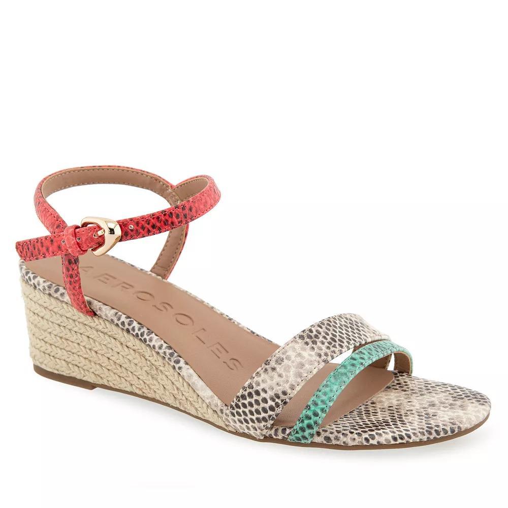 Aerosoles Witt Women's Wedge Sandals, Size: 9.5 Wide, Mint Pink Snake Product Image
