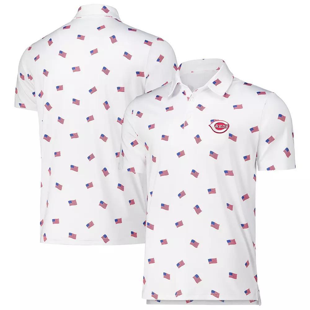 Men's Antigua White Cincinnati Reds  Americana Polo, Size: XL, Red White Product Image