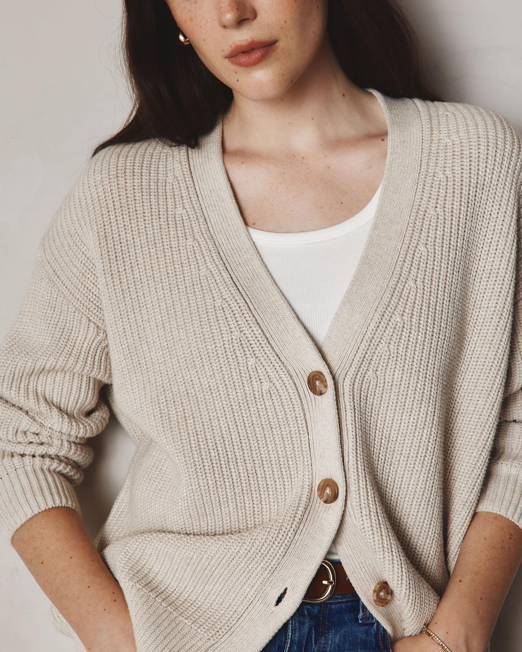 Quince | Women's OverSized Boyfriend Cardigan Sweater Size XL, Organic Cotton Product Image