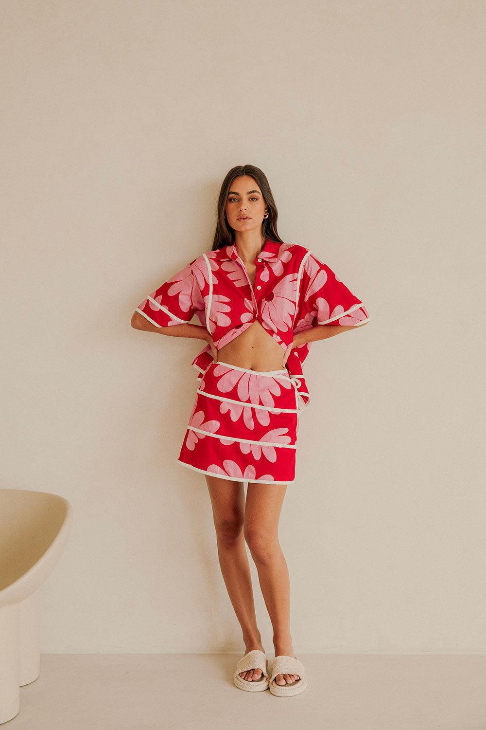 Bowie Skirt - Daisy Red Product Image