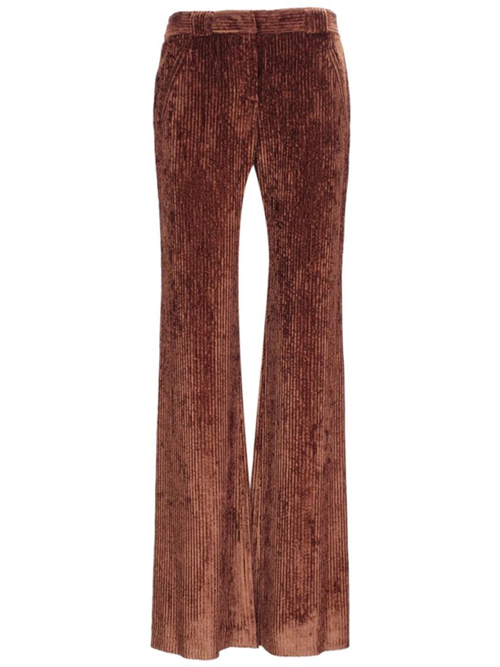 ALBERTA FERRETTI Ribbed Concealed Trousers In Brown Product Image
