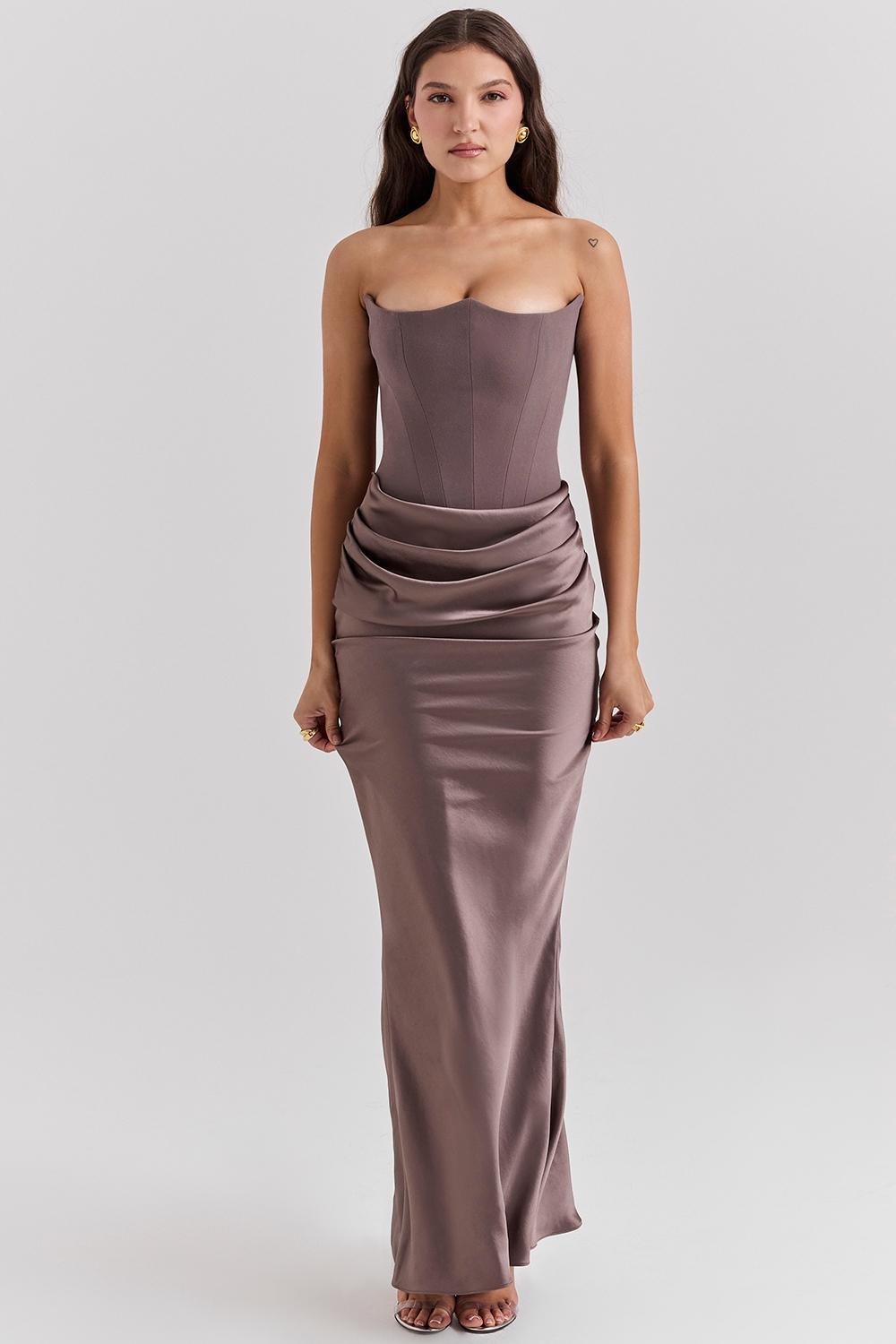 Persephone Smoke Strapless Corset Maxi Dress Product Image
